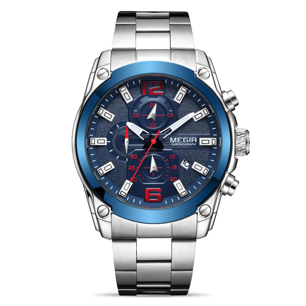 Men'S Watch Business Sports Multifunctional Chronograph Steel Belt Quartz Watch 2063