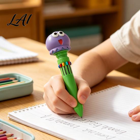 Student Prizes for Classroom 10 in 1 Cartoon Ballpoint Pen Multicolor Press Retractable Pens Back to School Supplies Kids Smooth Writing Stationery