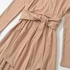 Womens Slim Fit A-Line Dress V-Neck Long Sleeve Solid Color Fall 2026 Casual Elegant Maxi