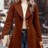Женская одежда в европейском стиле: Стильное и элегантное приталенное пальто с воротником, подходит для осени и зимы, доступно в однотонных цветах.