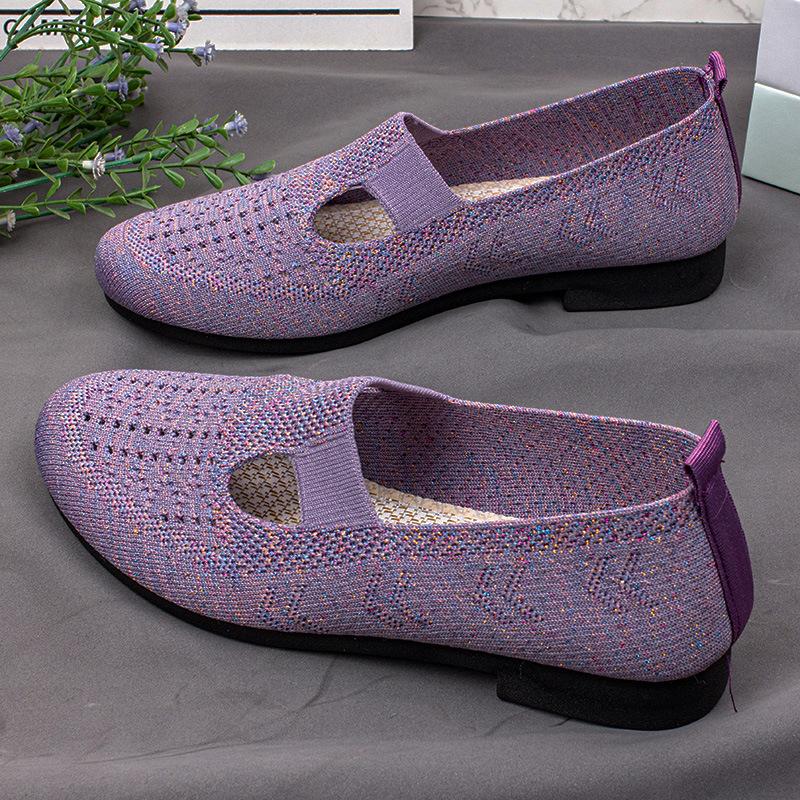 Женские тканевые туфли, женские одинарные туфли, летние полые женские туфли из сетки, дышащие, легкие, с мягкой подошвой, туфли для мам среднего и пожилого возраста