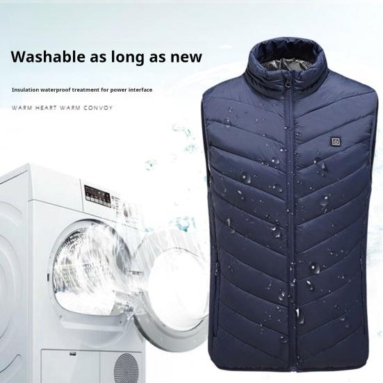 Men Heated Puffer Vest USB Electric Graphite Heating Windproof Thermal Waistcoat Winter Outdoor Activities Down Cotton Vest Coat