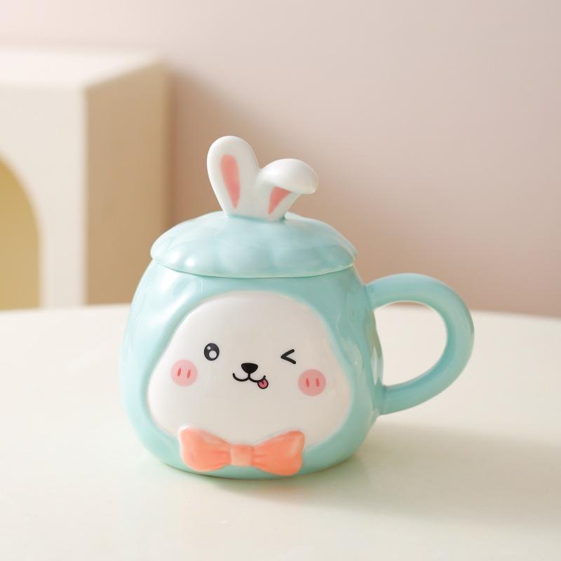 Creative Cartoon Mug Ceramic Cup Water Cup with Lid Couple Cup Children Drinking Water Cup Gift Gift