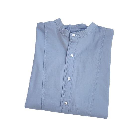 Женское хлопковое платье с длинным рукавом и круглым вырезом, одежда на осень 2025 года, новое простое и универсальное свободное платье-рубашка средней длины