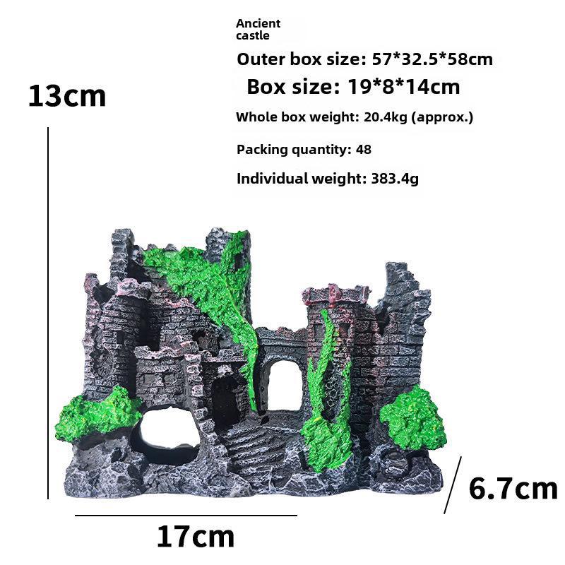 Украшение для аквариума в виде старинного замка в европейском стиле - украшение для лазанья в виде питомца, садовый ландшафтный сад, микроландшафтная пещера.