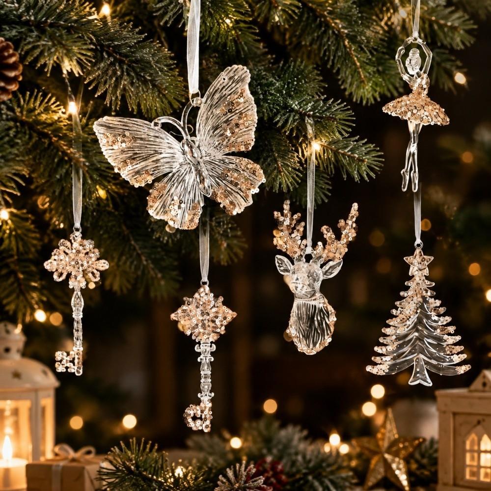 Christmas Reindeer Pendant Snowflake Ballet Girl Xmas Tree Pendants Party Decor