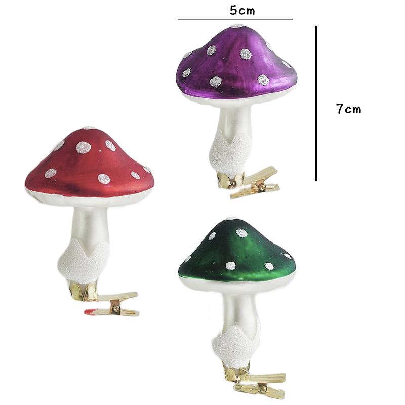 Glass Purple Mushroom Clip Christmas Tree Ornaments Decorations for Home Mushroom Christmas Baubles New Year 2024 7