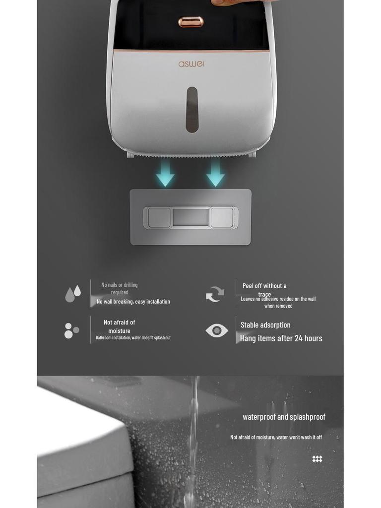 Водонепроницаемый настенный держатель для туалетной бумаги для ванной комнаты без сверления