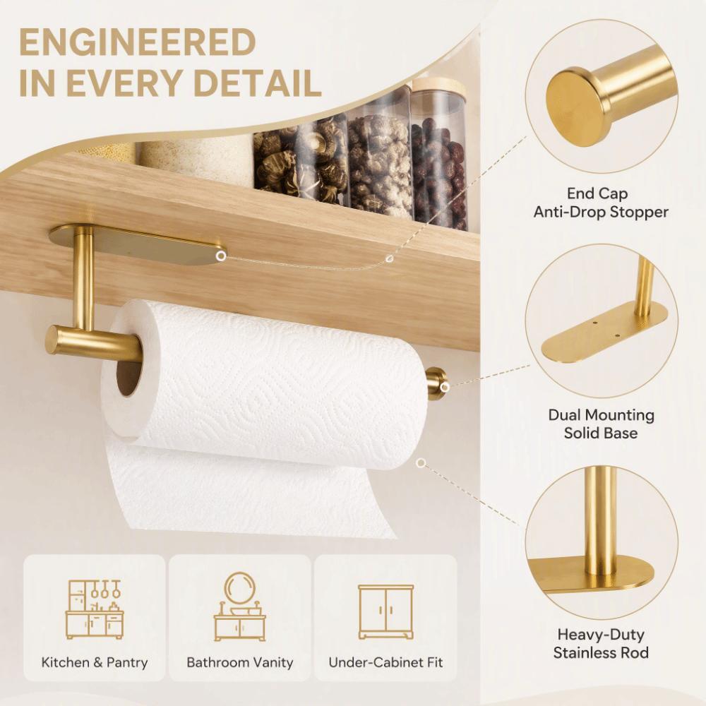 Gold Paper Towel Holder Space Saving Under Cabinet Paper Towel Holder Roll Paper Rack Home Hotel