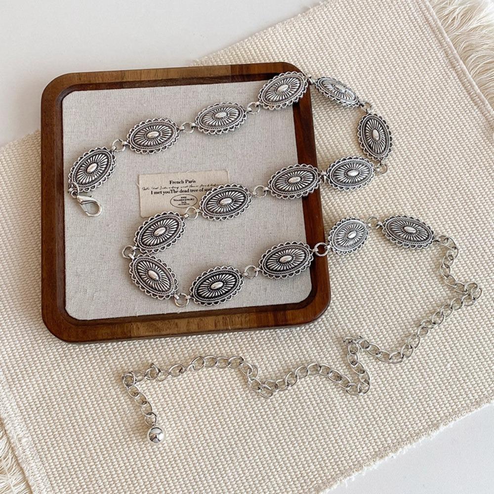 Belly Chain Metal Circular Ring Waist Chain Elegant Ethnic Belt Chain Dress Decoration