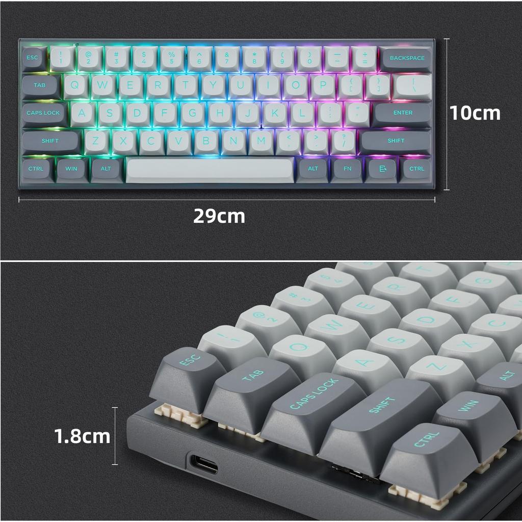 e-Element Hz-61 60% Esports Gaming Keyboard, Rapid Trigger Magnetic Key Switch Mechanical Keyboard, Hot Swappable, Adjustable Actuation, Compact