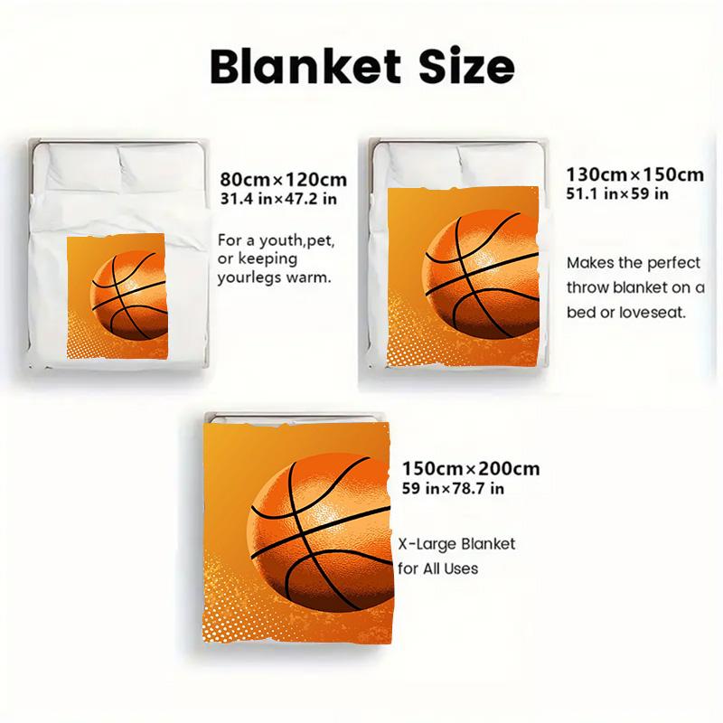 Basketball 2D Flat Pattern Flannel Blanket High quality All Seasons Warmth and Comfort Perfect for Christmas Gifts.MMT0918403