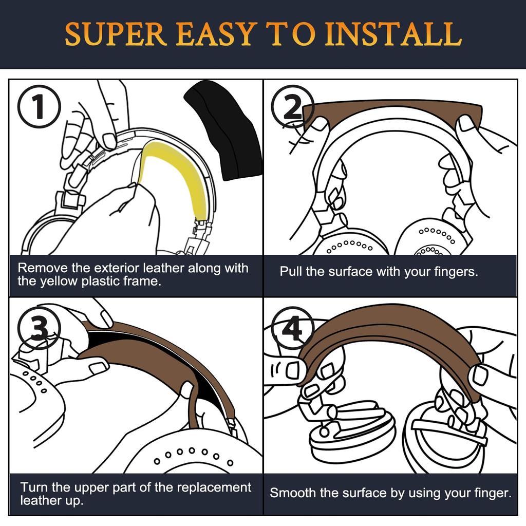 SOULWIT Headband Cover for Audio Technica ATH M50xSTS Protective Protein Leather Headphone Replacement Repair Head Strap Replacement Band M50, M50X,