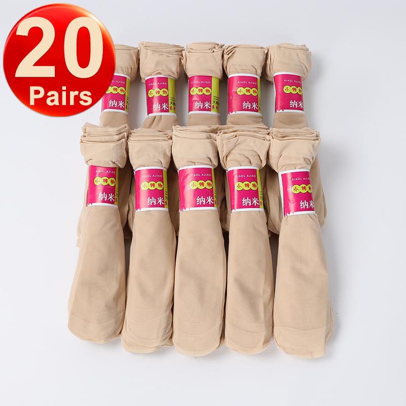 20 пар женских прозрачных носков, тонкие нейлоновые носки для женщин, прозрачные высокие чулочно-носочные изделия для девочек