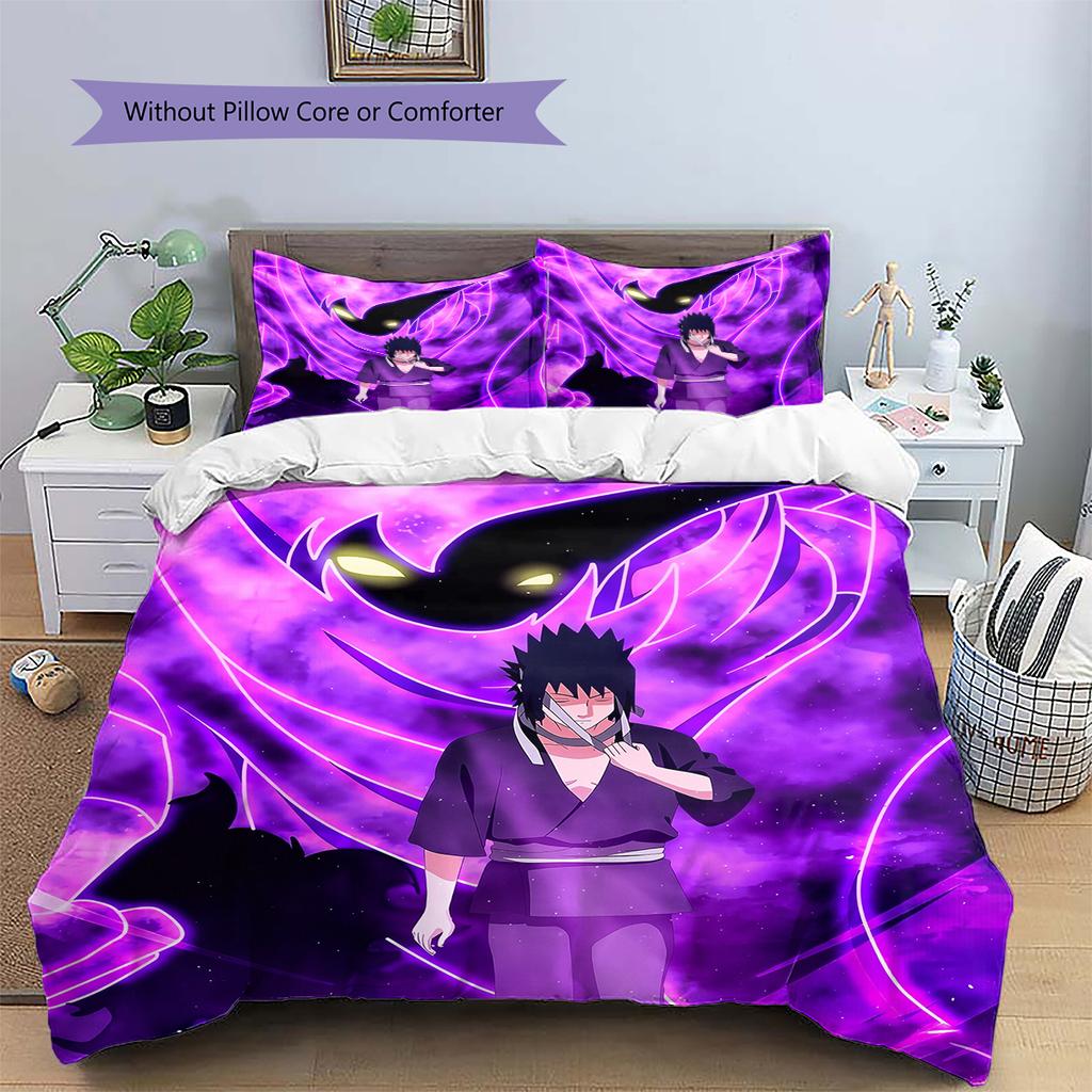 S-Sasukes U-Uchihas Pattern Bedding Home Decoration Birthday Gift (1 * Duvet Cover + 2 * Pillowcase, Without Core)