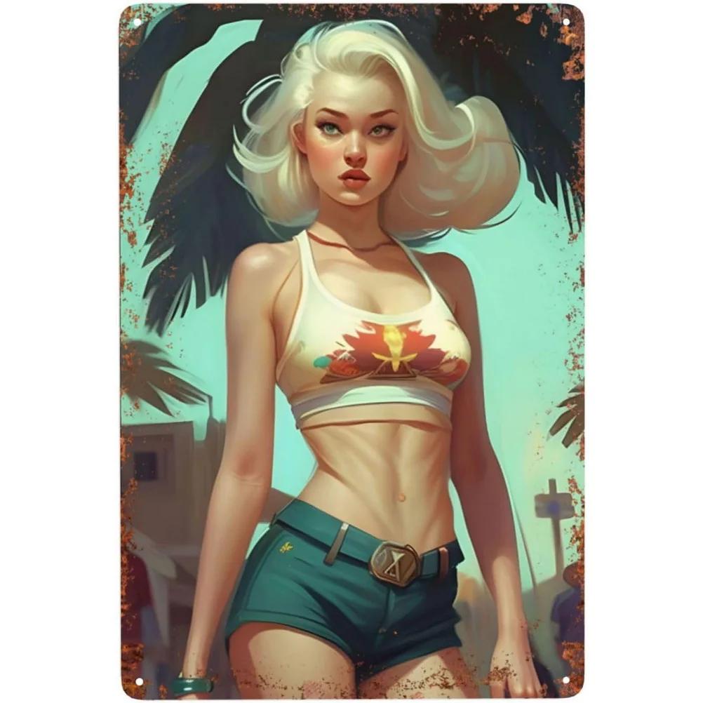 Винтажные металлические жестяные вывески Pinup для девочек, сексуальные женские Настенный декор для мужчин, пещера, гараж, бары, кафе, клубы, рестораны, ретро постеры, доска