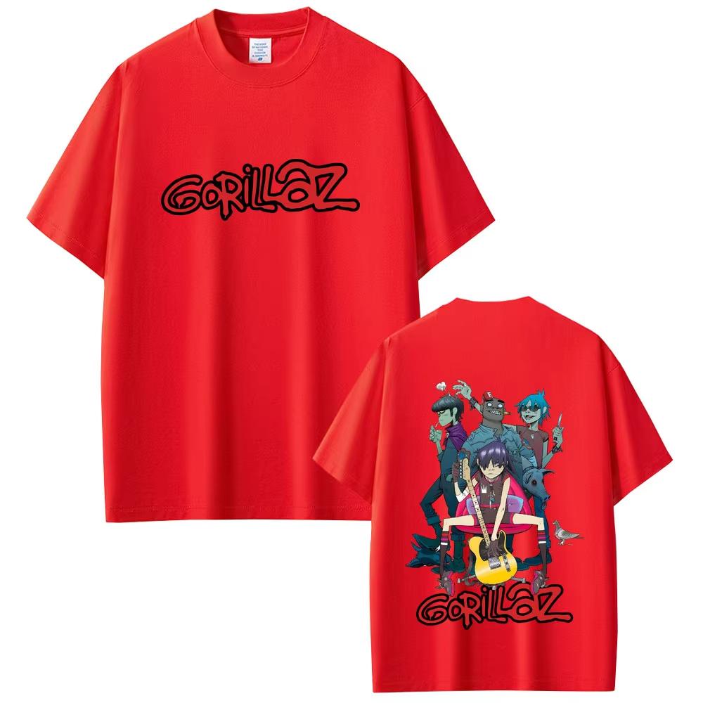 Gorillaz Рок-группа Готический Поп-музыка Хлопковая Футболка Круглый Вырез Высокое Качество