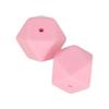 2 perles silicone hexagonales - 17 mm - rose