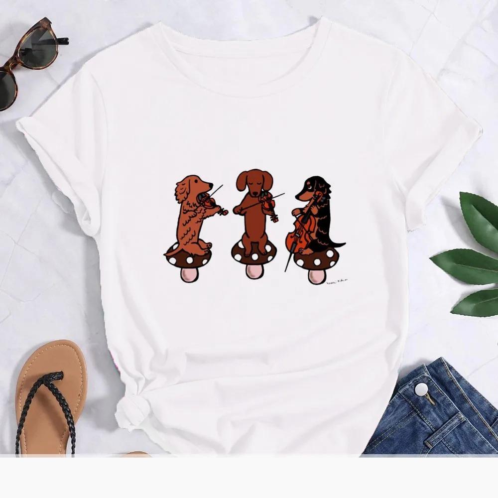 Animal Analysis Funny Cartoon Animal Parsing Dachshund Dog Print Short Sleeve Tshirt Unisex Round Neck Trend Summer Fashion Tops