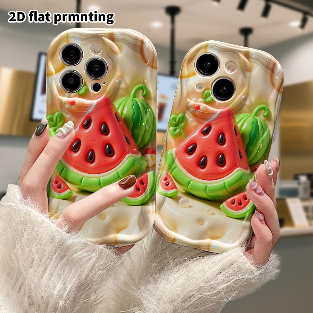 Phone Case: 2D flat design, fits iPhone 18 17 16 15 14 13 Pro protective case, watermelon triangle slice, perfect Christmas and Halloween holiday gift