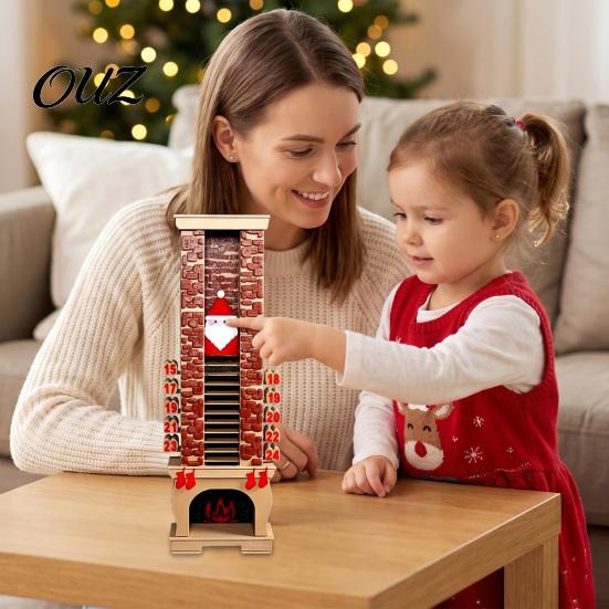 Family Christmas Tradition 3D Printed Santa Fireplace Advent Calendar, 24-Day Countdown Ornament for Seasonal Home Accents Decor, Reusable Holiday