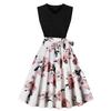 Summer New Retro V-neck Sleeveless Black Spelling Print Pendulum Dress