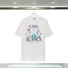 280g Double Yarn Cotton T-Shirt Couples Casablanca Castle Print Short Sleeve Round Neck Loose Fit