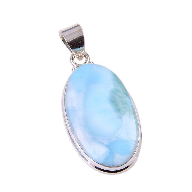 Подвеска из стерлингового серебра 925 пробы с драгоценным камнем Natural Republic Larimar 1,75 дюйма Z8z75