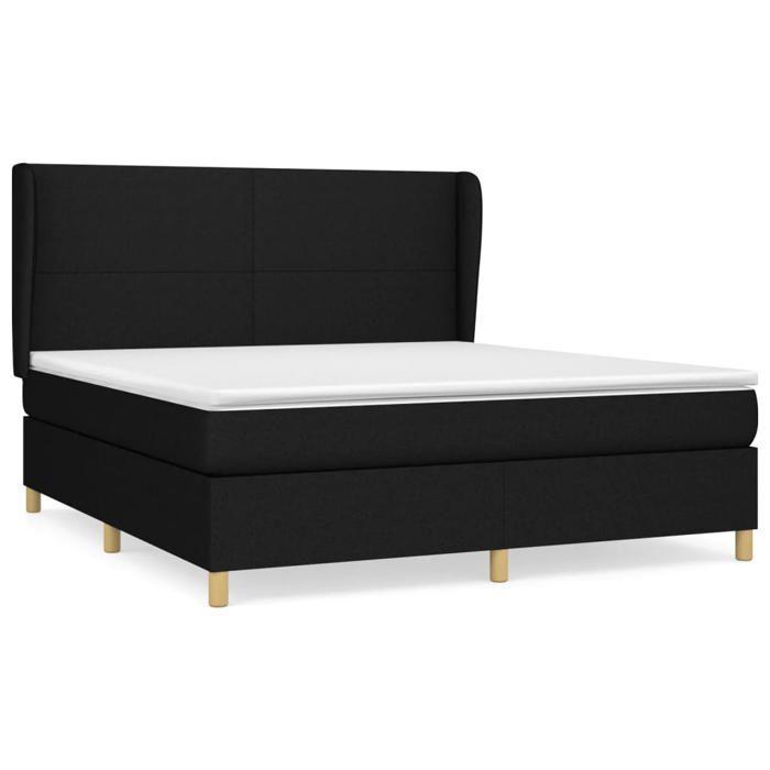 Maison Exclusive - Sommier à lattes de lit avec matelas Noir 160x200 cm Tissu
