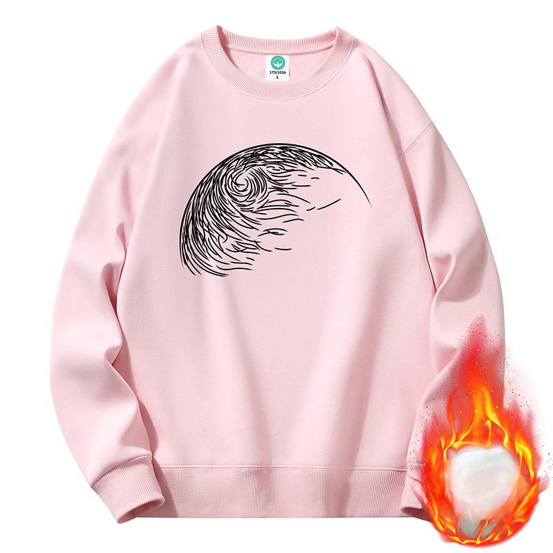 Утолщенный флисовый свитер с круглым вырезом для мужчин и женщин, свободный пуловер Tide, новый парный свитер, мужские модели на весну и осень