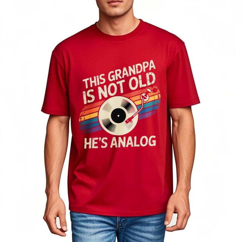 Top tees Plus Size Tshirt Soft For him Round Neck tshirt Daily Wear This Grandpa Is Not Old Hes Analog Minimalist For her tops