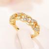 Huitan Chains Linked Design Gold Color Rings для женщин, девушек в стиле хип-хоп, модные аксессуары, сверкающие кубические цирконии, модные украшения