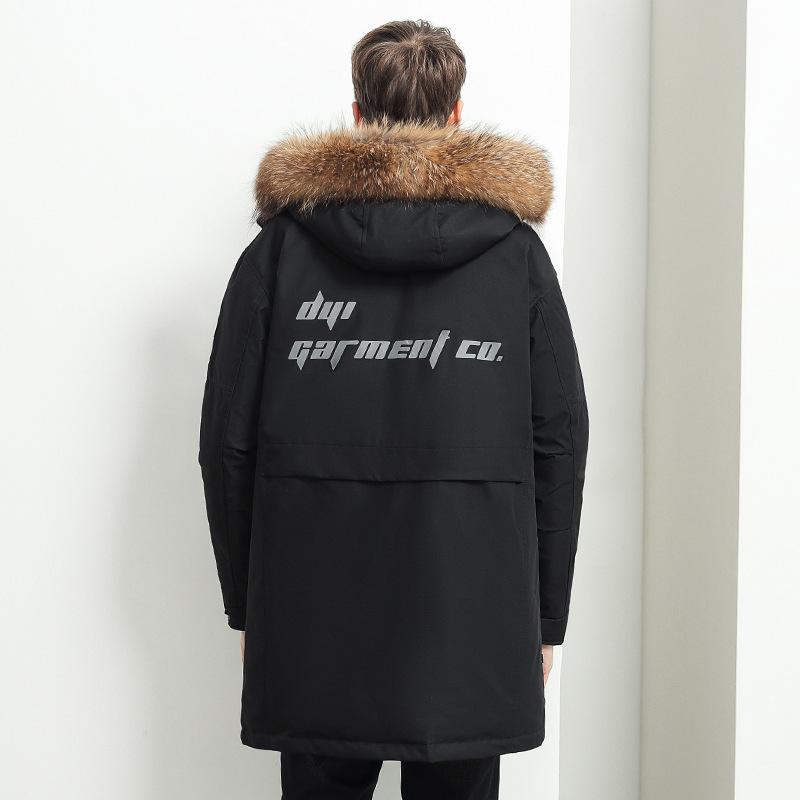 Новый мужской повседневный деловой пуховик со съемным большим меховым воротником, мужская толстая термокуртка