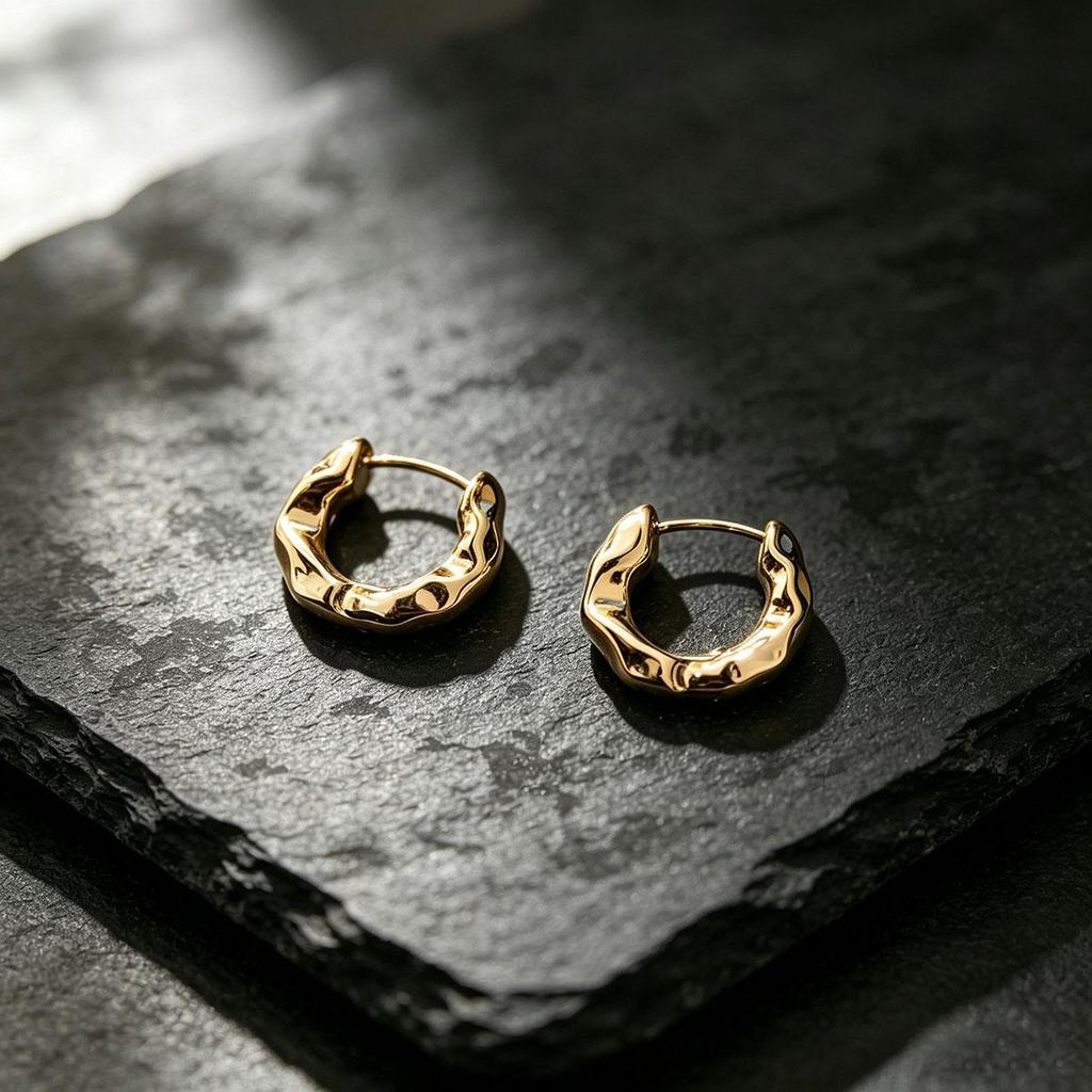 Metal Texture Small Circle Earrings Gold Earrings Women Geometric Irregular Design Ear Studs Accessories