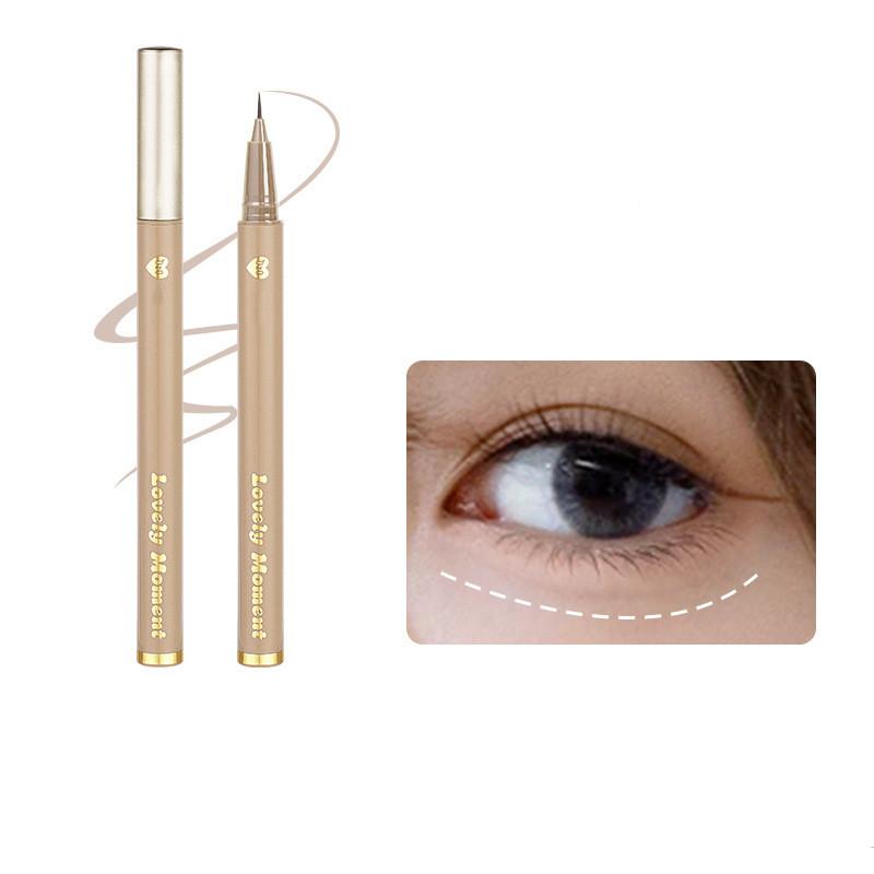 Small Silver Tube Eyeliner Black Dark Brown Berry Red Color Liquid Eyeliner Liquid Lying Silkworm Shadow Pen Suitable for Novice