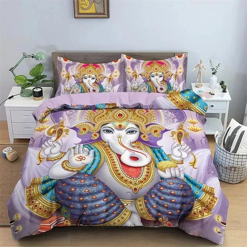 Комплект постельного белья Lord Ganesha Indian Elephant Bohemia Mandala для мальчиков и девочек Twin Queen Size, пододеяльник, наволочка, кровать для детей и взрослых