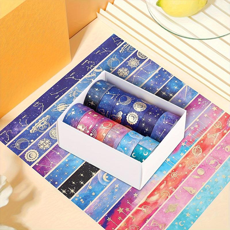 12pcs Gold Foil Starry Sky Washi Tape Set- Premium Adhesive Stickers for Scrapbooking, Crafting & Holiday Party Decor
