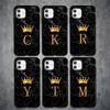 Чехол для телефона с буквами от A до Z для Iphone 13 Pro Max 11 12 Mini X XR XS Max 12 Pro 8 7 Plus SE 2020, черный чехол с мраморным узором
