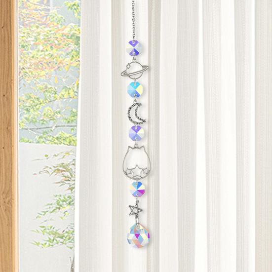 Stars Moon Sun Catcher Hanging Planets Ornament Prismatic Sun Catcher Rainbow Maker for Outdoor Garden Home Wall Decoration