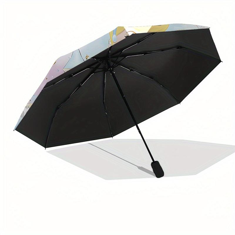 Cinderella, Castle Automatic Opening and Closing Umbrella - 8 Ribs Portable Folding Umbrella with Plastic Handle, Suitable for Leisure and H