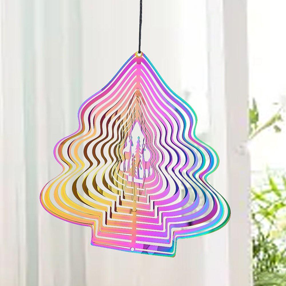 Gradient Color Wind Spinner Catcher 3D Dynamic Rotating Wind Chimes Funny Wind Chime Pendant Party