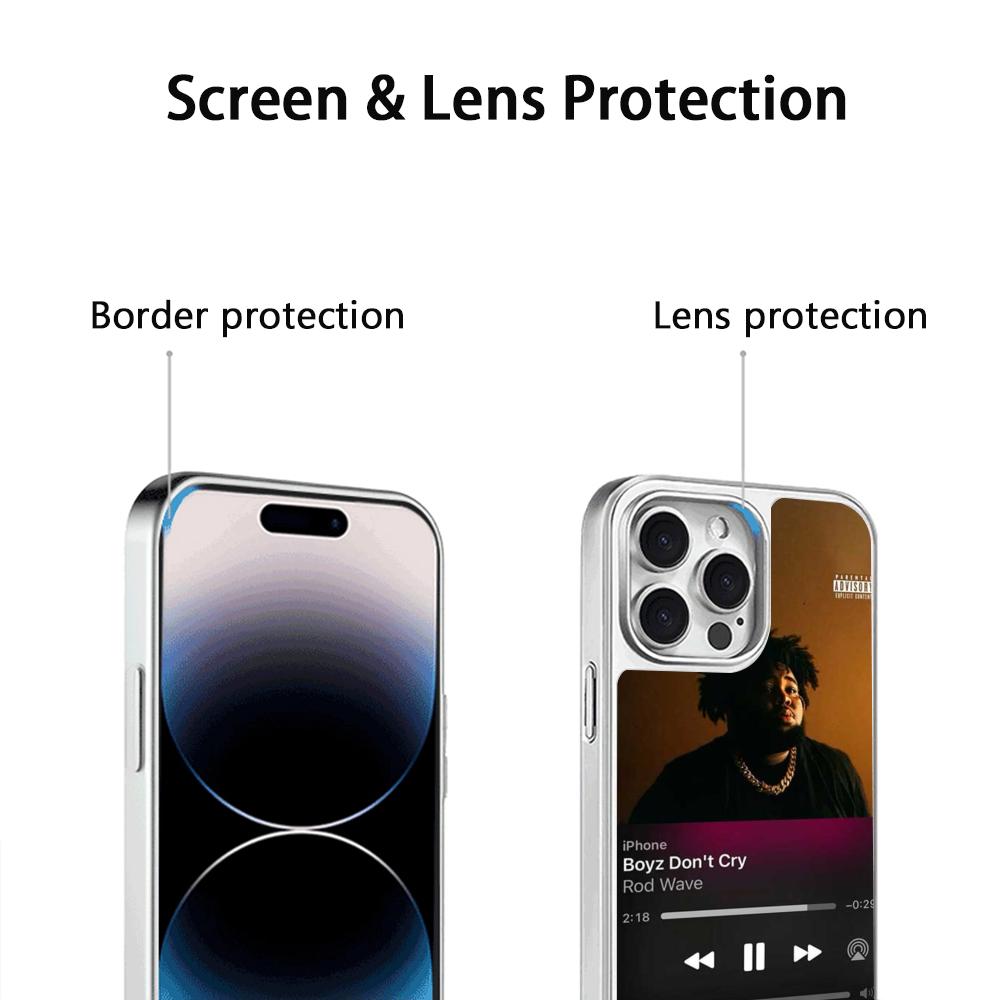 Модный крутой чехол для телефона с постером рэпера Rod Wave для iPhone 16 15 14 13 12 11 Pro Max, защитный чехол из овчины с серебристой окантовкой