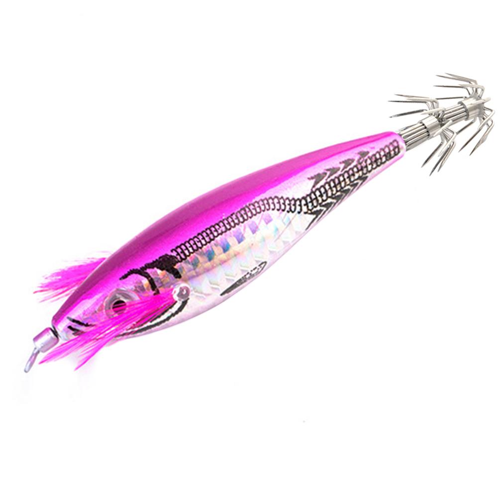Wood Shrimp Squid Lure ABS Simulation Shrimp Cuttlefish Bait 7cm 3D Eyes with Hooks for Outdoor Fishing Gear