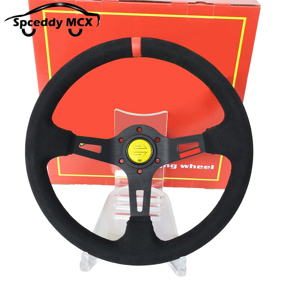 13.5inch 335mm Racing Steering Wheel Suede Deep Dish Car Sports