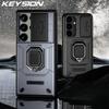 KEYSION Противоударный чехол для Samsung S24 Ultra 5G S24 + Plus, защитное кольцо для камеры, чехол-подставка для телефона Galaxy S23 Ultra
