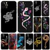 Черный чехол из ТПУ для iphone 14 se 6 6s 7 8 plus x 10 XR XS 11 12 13 mini pro MAX задняя крышка Цветочные змеи