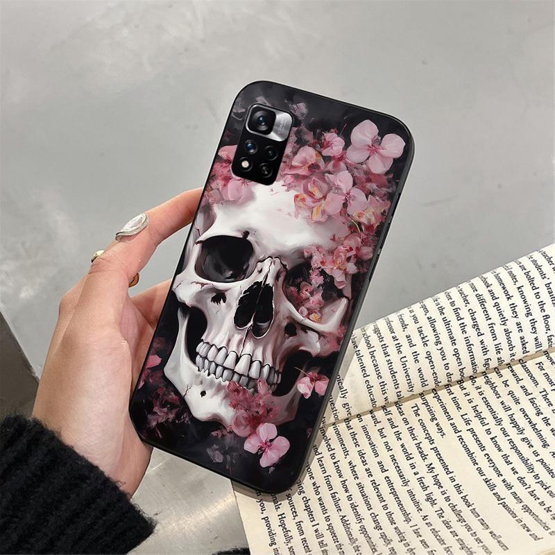 Чехол для телефона с изображением черепа и цветка для Xiaomi Redmi note 13 12 Pro 11S 11 10 Pro 10S 12S Redmi 10 9C 13C