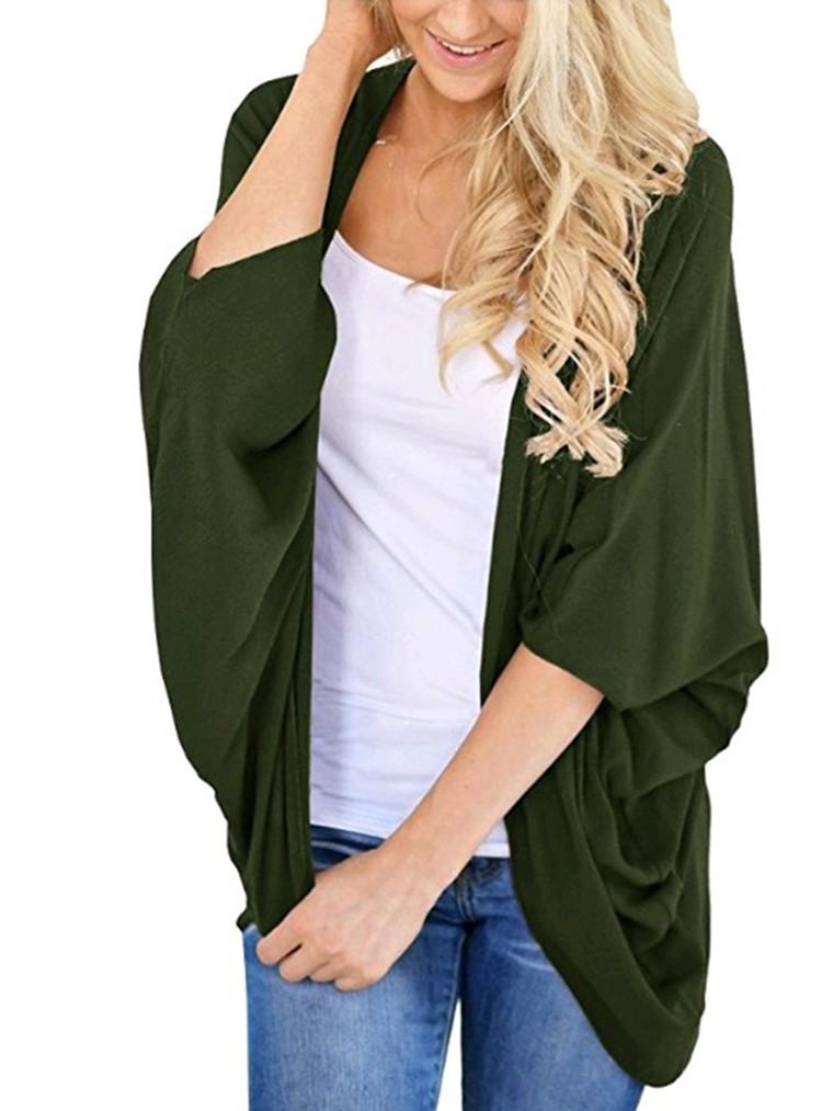 GMXIA Women's Fashion Casual Autumn Winter Solid Color Print Long Sleeve Cardigans