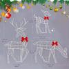 Lighted Deer Christmas Outdoor Decoration Reindeer Family Moose Lighted Holiday Display with Bell Bow Deer Lawn Garden Decor
