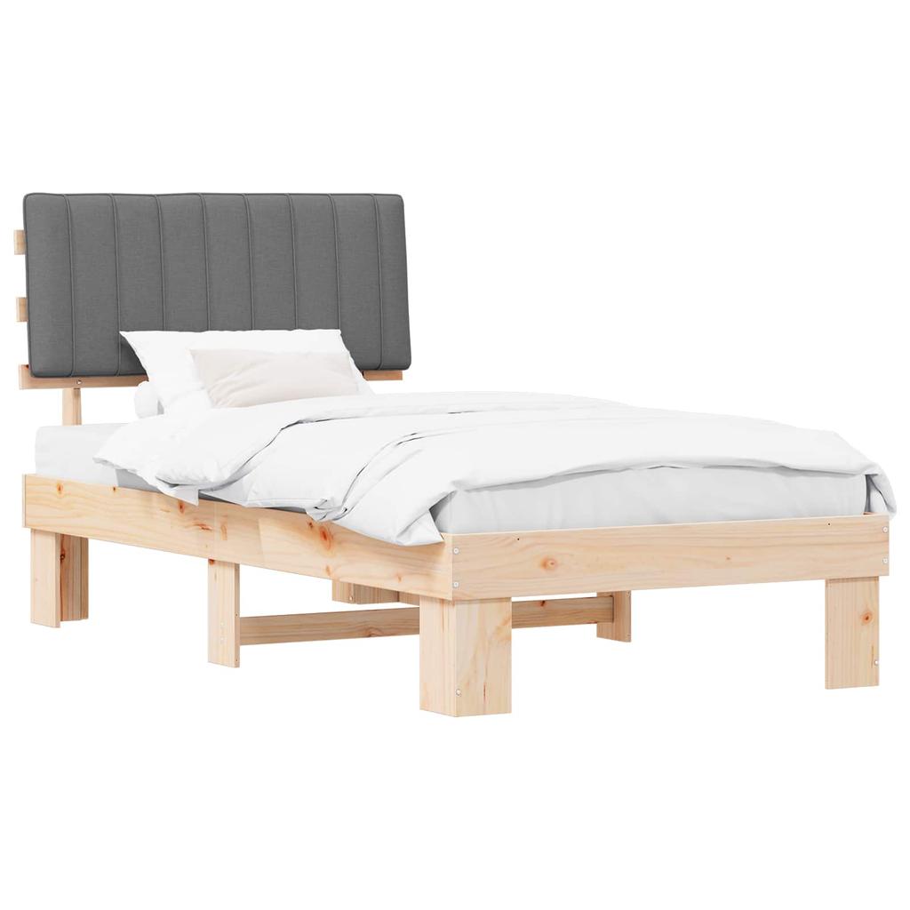 Bed Frame with Upholstered Headboard Light Grey 100 x 200 cm